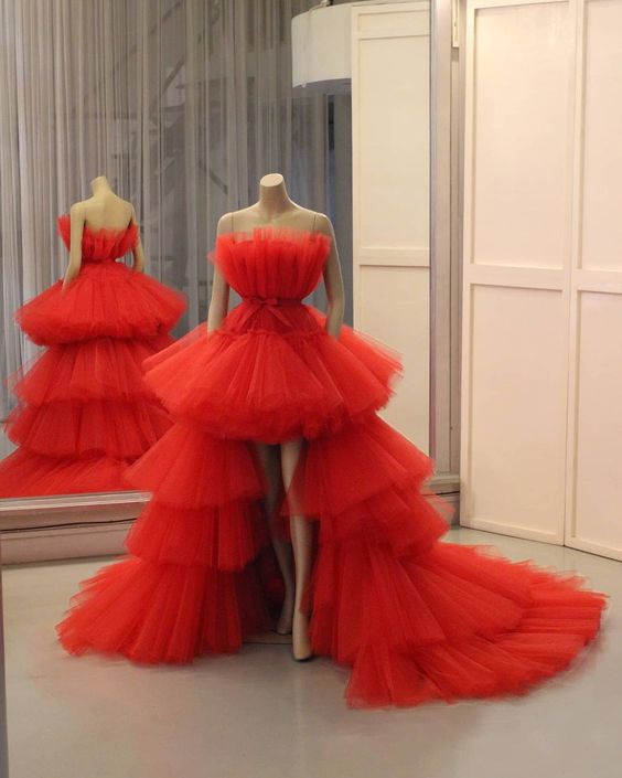 red ball gown long prom dress, evening dress cg21054