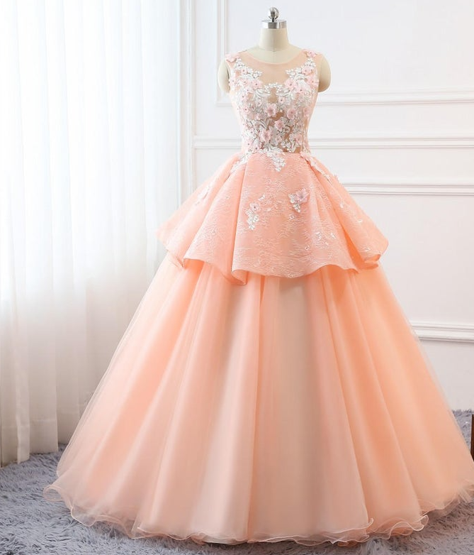 Custom Prom Ball Gown Plus Size Long 2021 Women Formal Dresses Tulle Orange Pink Quinceanera Dress cg21284