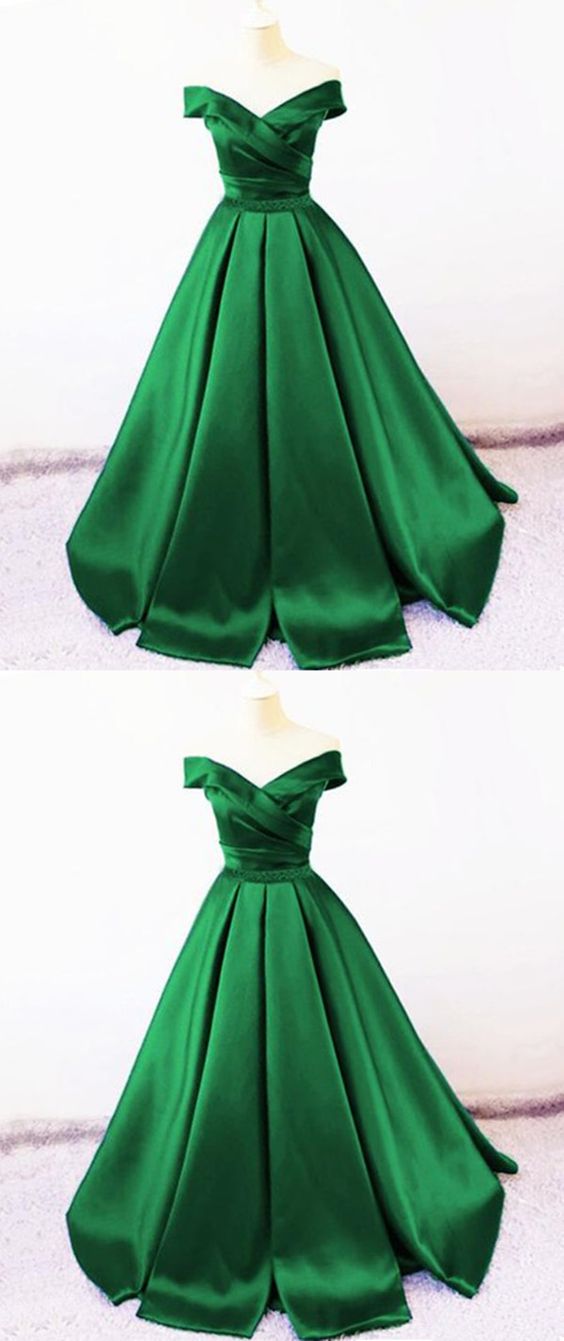 Sexy V Neck Off The Shoulder Satin Ball Gown Prom Dress Beaded Sashes cg21958