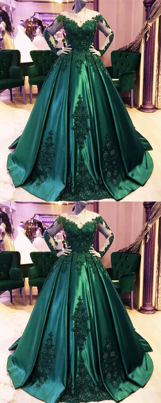 Dark green ball gown,emerald green prom dress,ball gown wedding dress cg21985