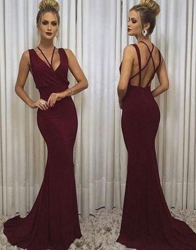 Simple Halter Prom Dresses Backless Burgundy Prom Dress cg22579