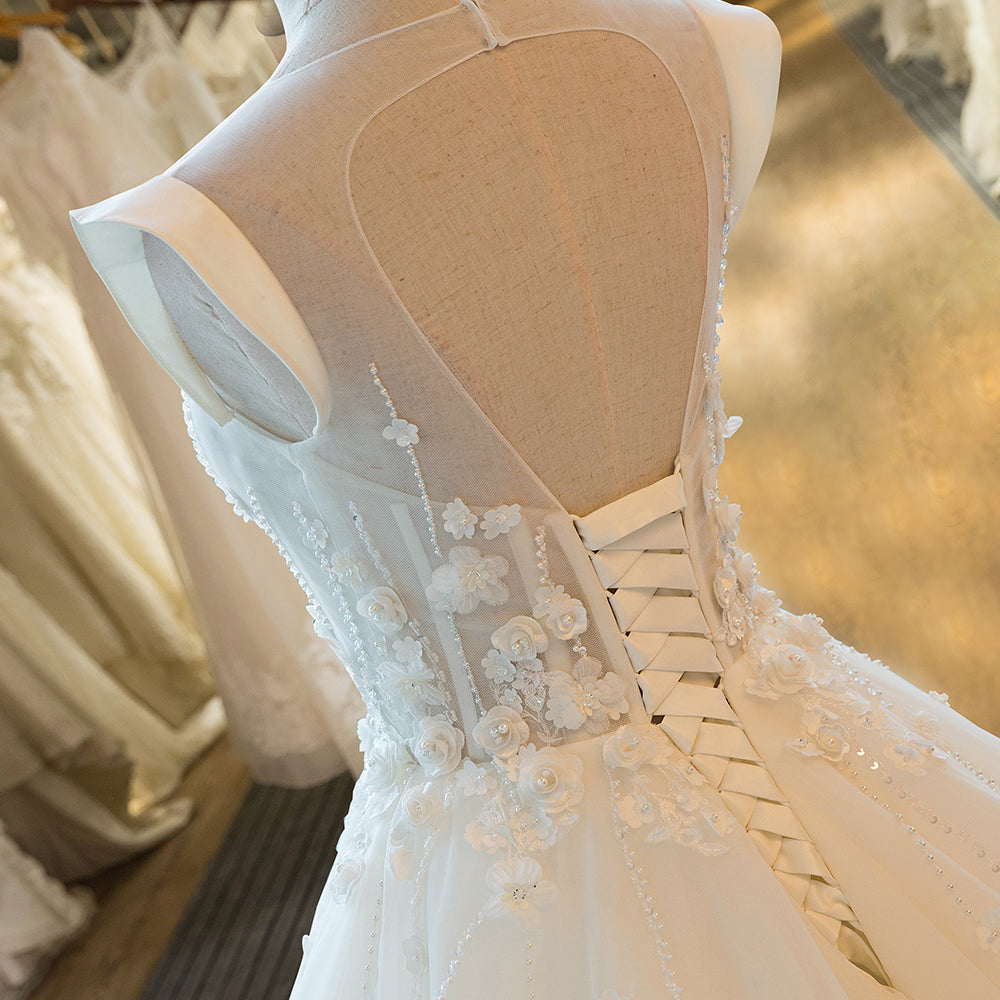 Charming Tulle Wedding Dress, Sexy Ball Gown Wedding Dresses, Scoop Neckline Bridal Dresses Prom Dress cg22618