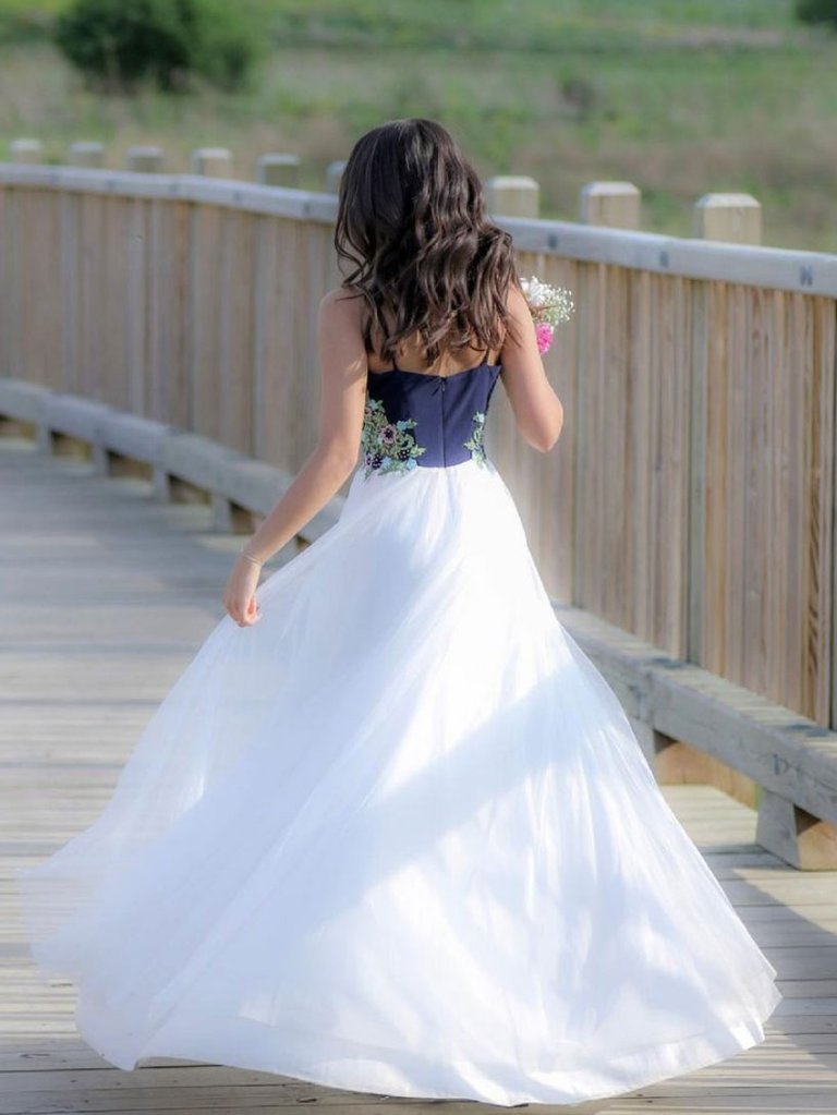WHITE SWEETHEART TULLE LACE LONG PROM DRESS, WHITE LACE EVENING DRESS cg23070
