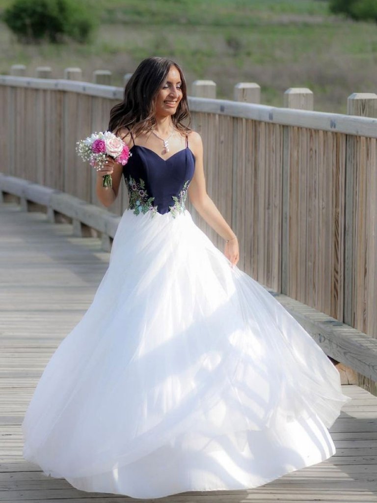 WHITE SWEETHEART TULLE LACE LONG PROM DRESS, WHITE LACE EVENING DRESS cg23070