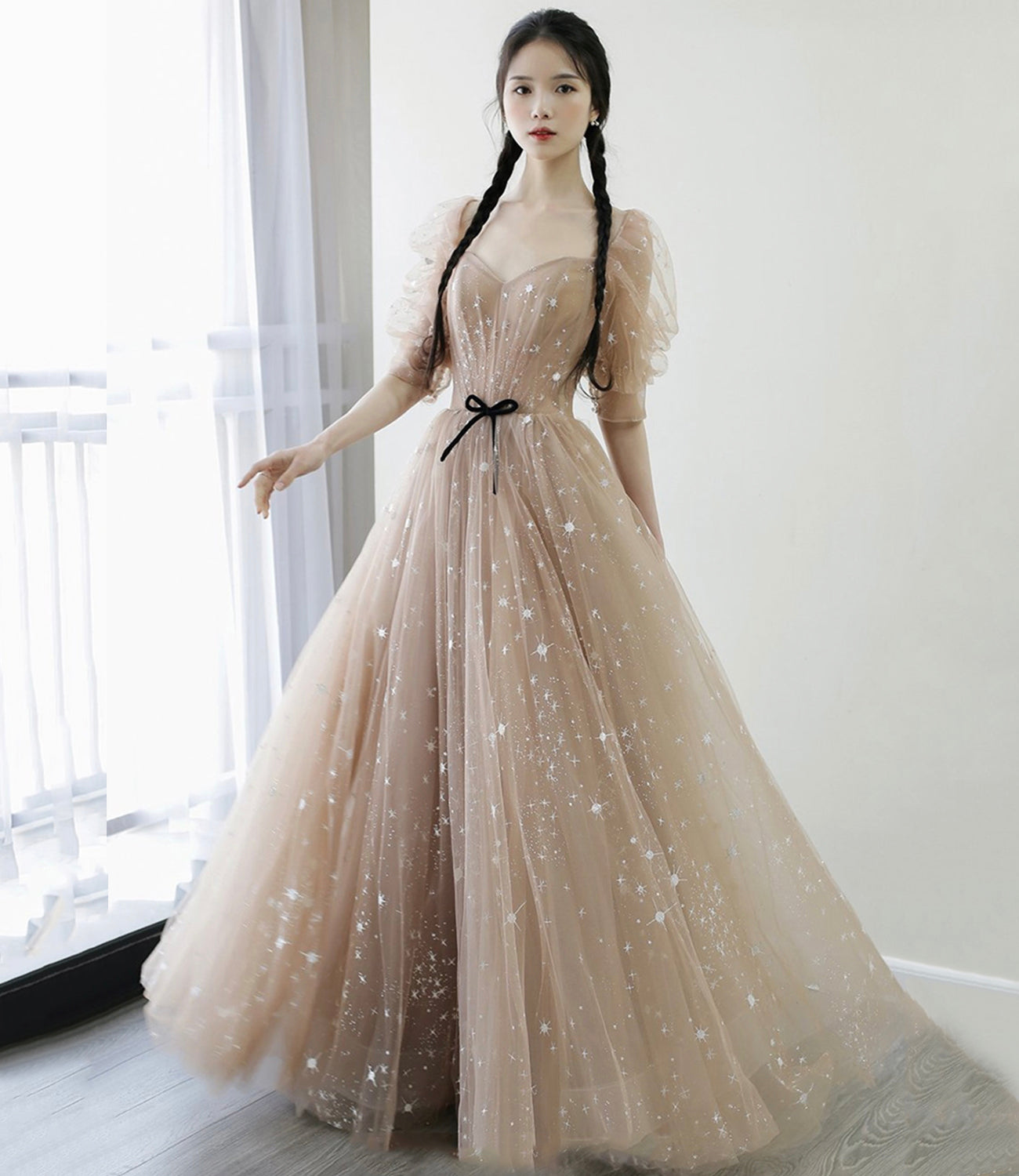 CUTE TULLE LONG A LINE PROM DRESS EVENING DRESS cg23122