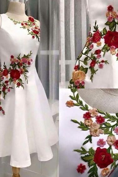 Embroidery ,flowered,A-line, Homecoming Dress, Short Party Dresses,Evening Dress cg23208