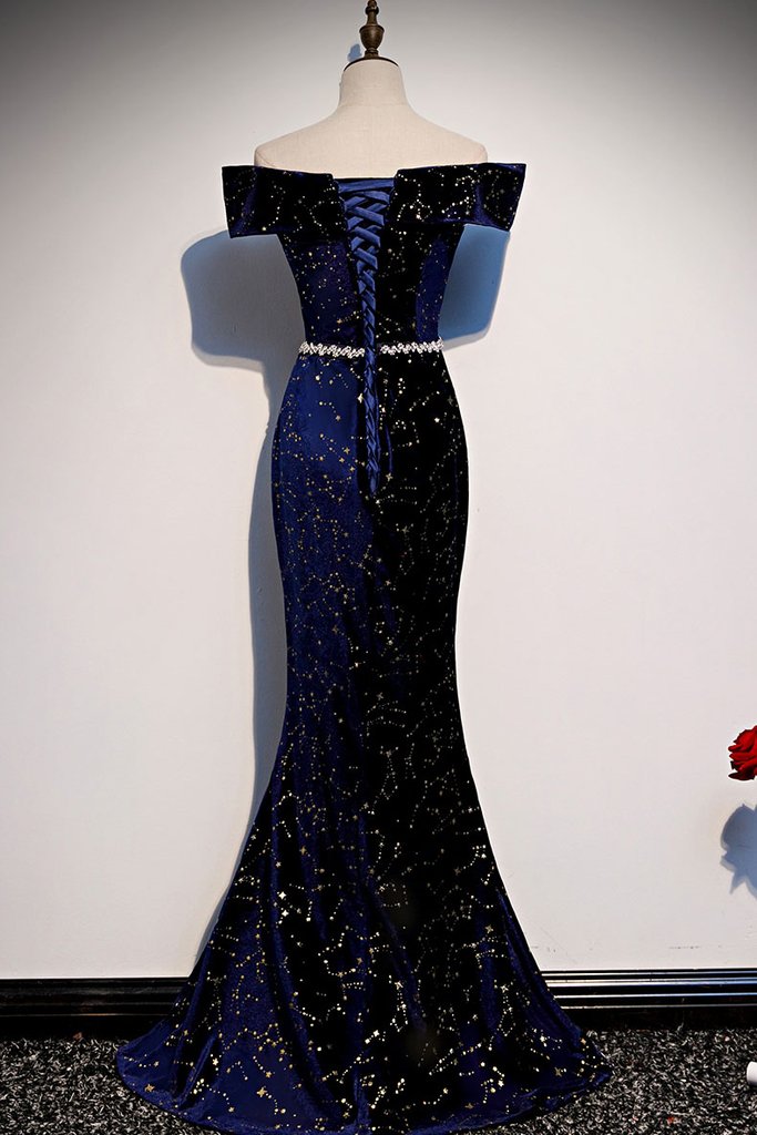 Dark blue mermaid long prom dress blue mermaid evening dress cg23211