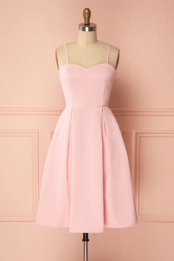 Pink Satin Short Pink Homecoming Dress cg23226