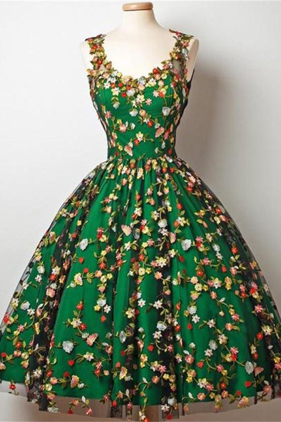 Vintage Green And Black Embroidery Lace Homecoming Dresses Sweet 16 Dresses cg23227