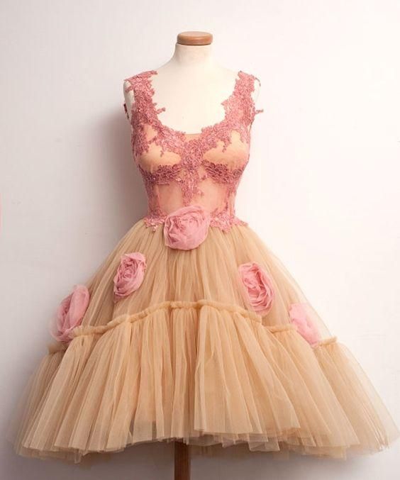 Cute Scoop Appliques Ball Gown Short Homecoming Dress With Flowers cg23244