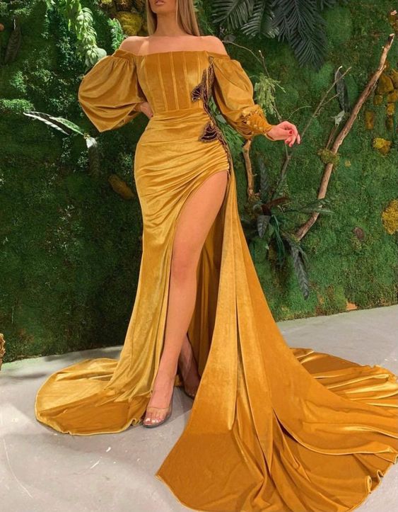 African women dress, gold velvet bridal dress, bridesmaids dress,Prom dresses cg23270