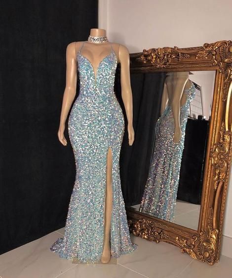 Sexy Sequins Sleeveless Mermaid Prom Dresses cg23366
