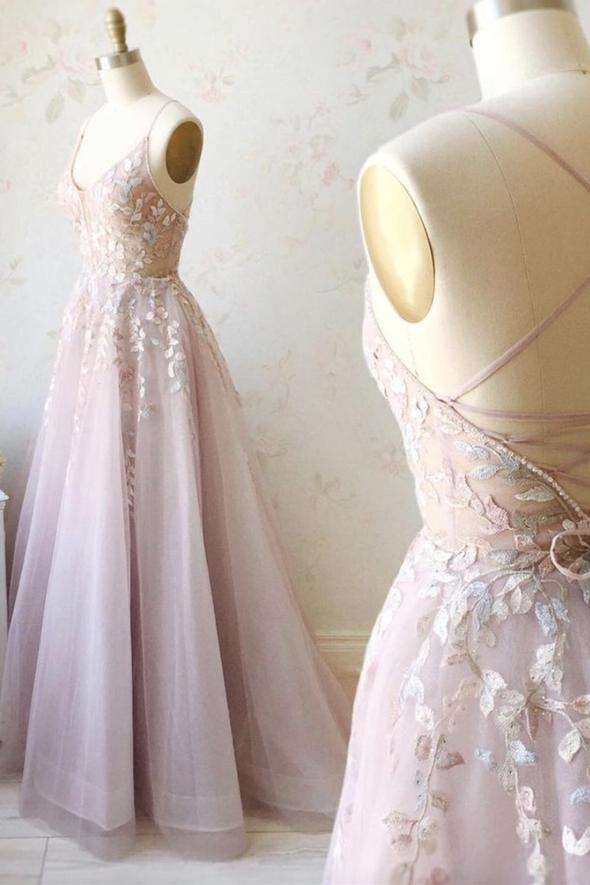 tulle long A line prom dress evening dress cg23422