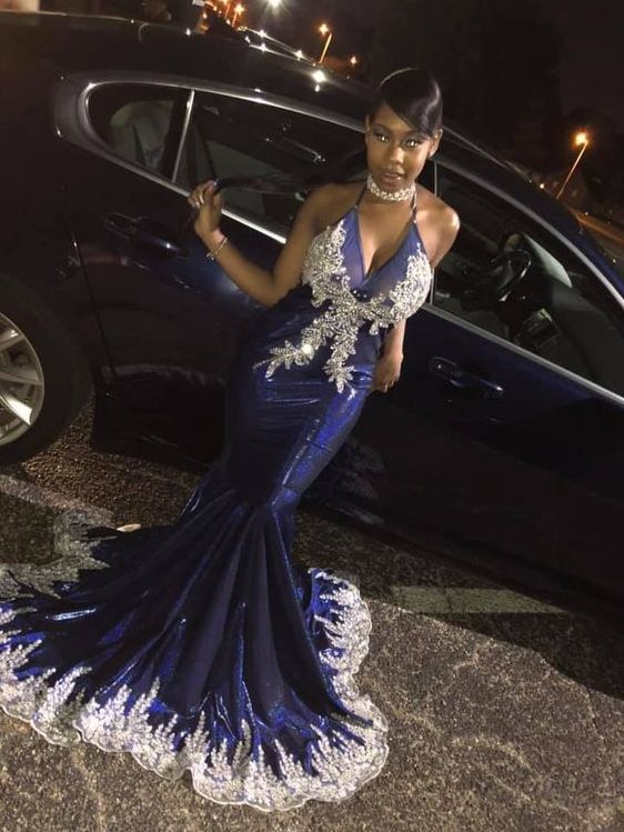 Halter Mermaid Long Prom Dress With Lace, Sexy Prom Dress cg23482