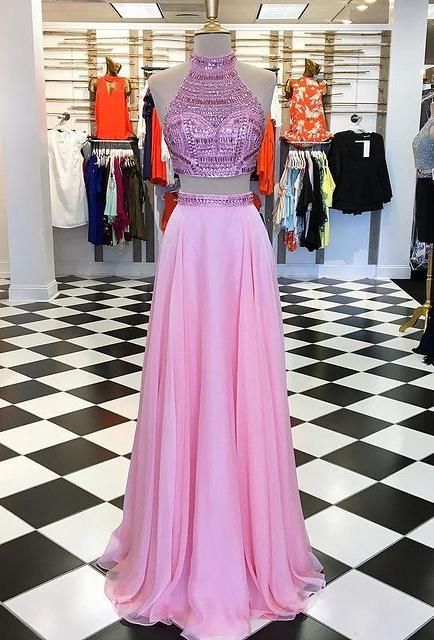 Two Pieces Long Prom Dresses With Beading,Formal Dress,Evening Dresses cg23494