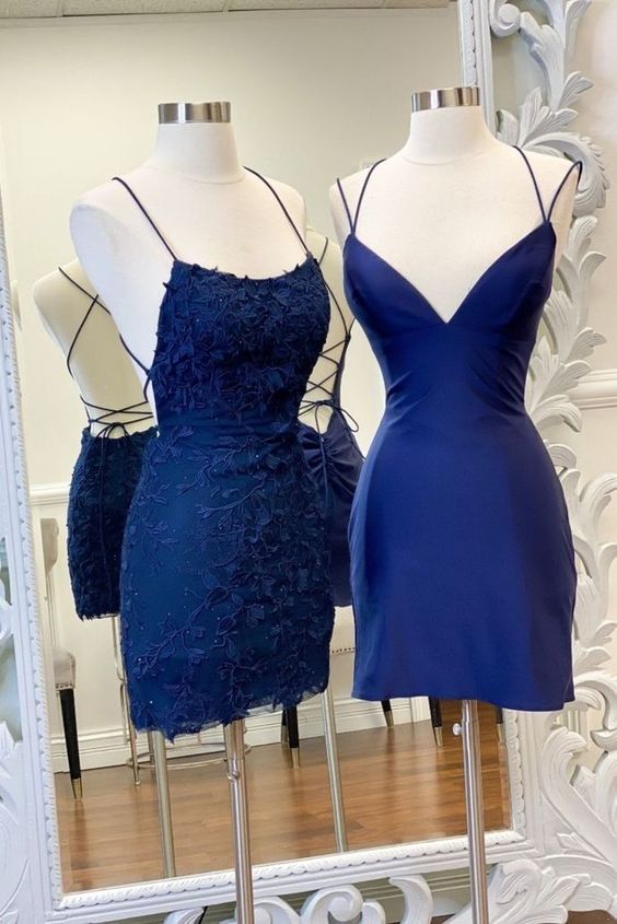 Sexy Straps Sheath Short Homecoming Dress Lace Backless cg23614