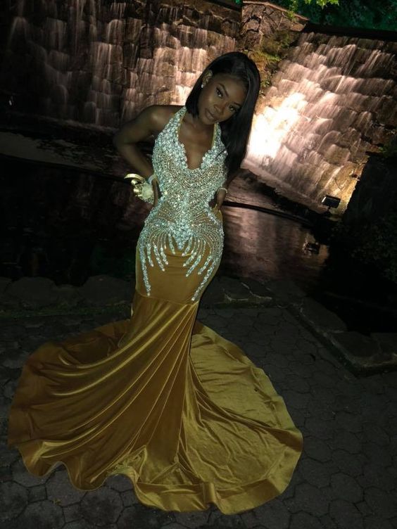 Sparkling Sequins Mermaid Black Girl Prom Dresses cg23621