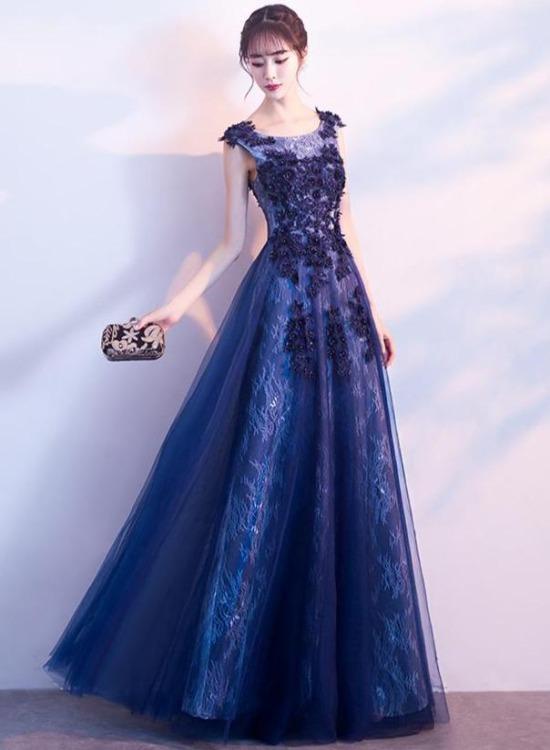 Beautiful A-Line Tulle Long Party Dress With Lace Applique, Long Evening Dresses Formal Dress Prom Dresses cg23653