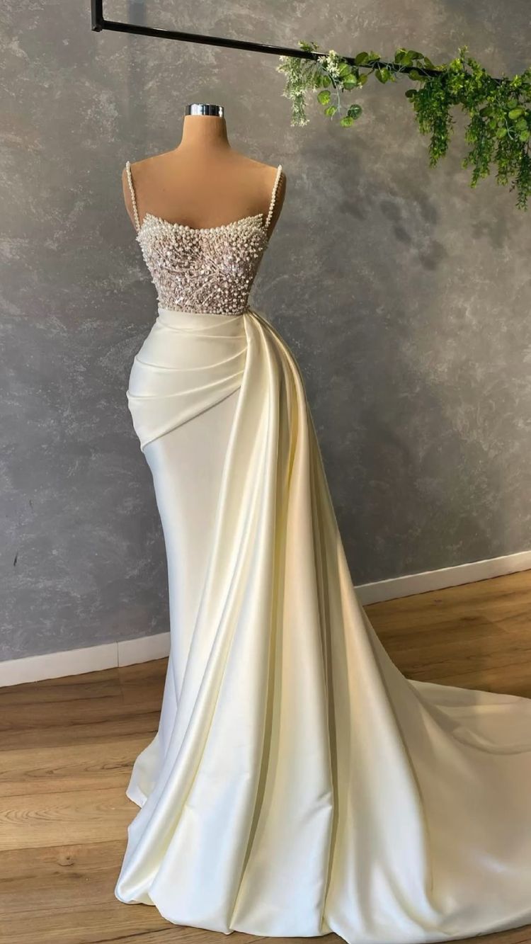 Ivory prom dress with pearl Prom Dresses Formal Evening Dresses cg24399