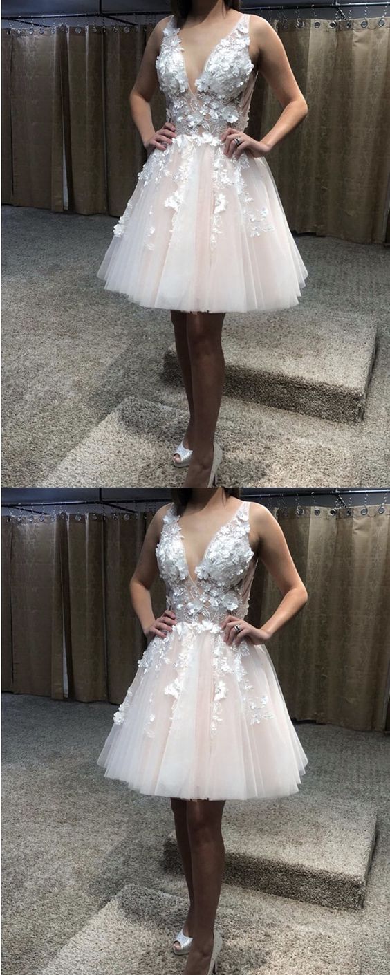 Tulle homecoming dresses lace embroidery cg2953