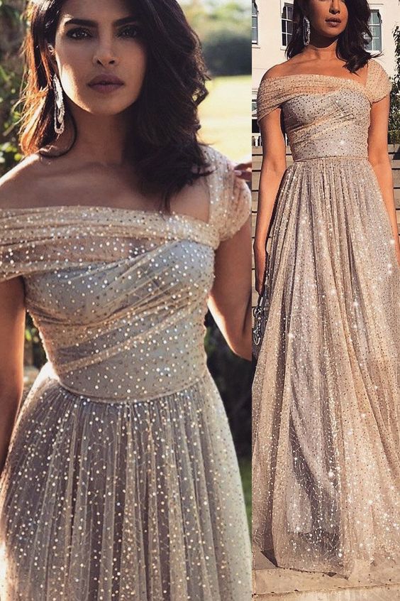 Unique Gold Sparkle Long Prom Dress Formal Evening Dress cg2956