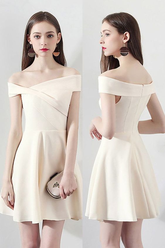Off Shoulder Short Dress,A-line Homecoming Dresses cg3133