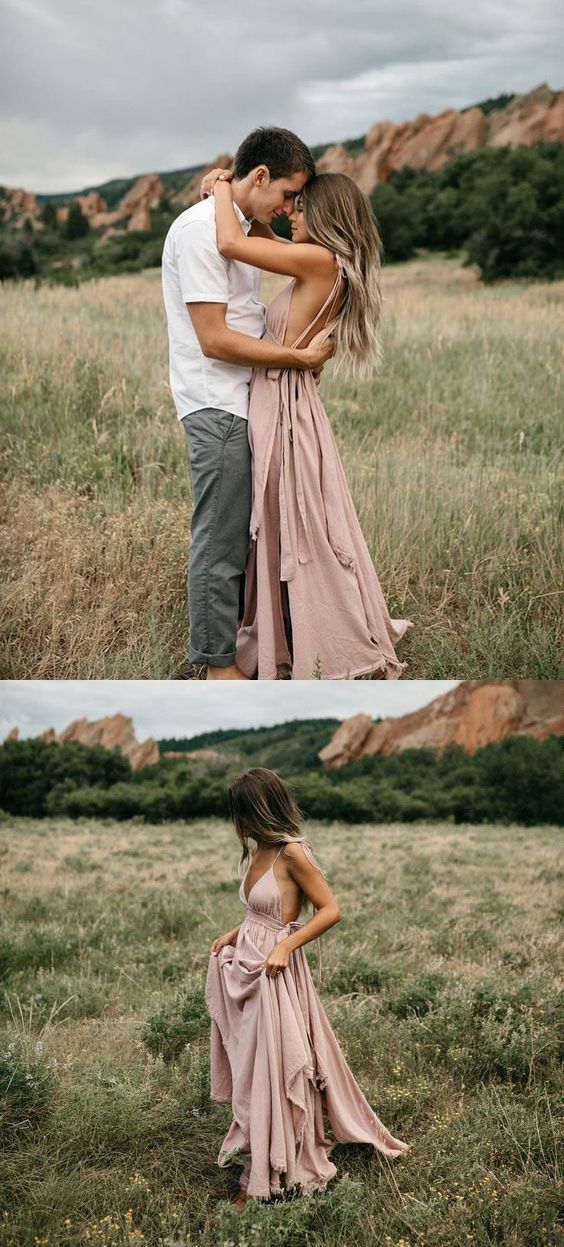 Sexy Casual Deep V Neck Prom Dresses cg7617