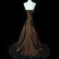 Strapless Brown Vintage Evening Dresses, Sleeveless Long Party Gowns  cg25499