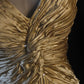 Gold Pleats Vintage Evening Dresses, Sleeveless Long Party Gowns  cg25498