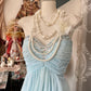 Light Sky Blue Chiffon Vintage Evening Dresses, Sleeveless Party Gowns  cg25495