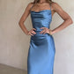 Sexy Spaghetti Straps Sheath Blue Evening Prom Dresses     cg25187