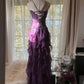 Purple Chiffon Vintage Evening Dresses, Sleeveless Long Party Gowns  cg25502