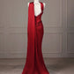 Red Mermaid Evening Dresses, Long Sleeveless Prom Party Gowns With Slit  cg25533