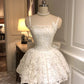 A Line Lace Short Party Dress Short Evening Dress      cg25553