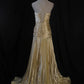 Gold Pleats Vintage Evening Dresses, Sleeveless Long Party Gowns  cg25498