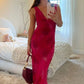 Elegant V-Neck Rose Print Dress Women Sleeveless Evening Party Vintage Evening Dress  cg25380