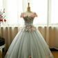 Grey Ball Gown 3D Flowers Princess Party Gown, Sweet 16 Formal prom Dress        cg23031
