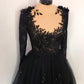 Black floral gothic wedding dress, black flower tulle lace dress, alternative bridal gown prom dress long formal gowns    cg19132
