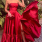 Red Prom Dress A Line Princess Wedding Formal Evening Gowns with Split      cg24951
