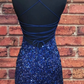 Sparkly Sequin Royal Blue Sheath Homecoming Dress cg3353