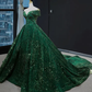 Unique a line long prom dress, green long evening dress   cg21447