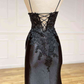 Black Long Appliques Prom Dress with Spaghetti Straps    cg24993