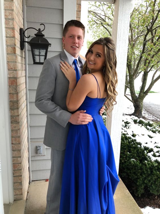 Sexy Royal Blue Satin Prom Dress    cg24891