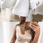 White v neck sequins short dress, homecoming dress cg1010