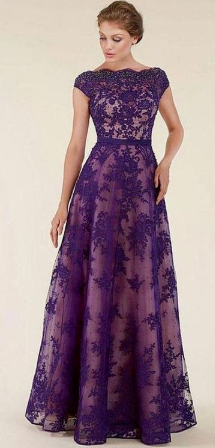 Elegant Floor Length Evening Dress, Bateau neckline Tulle Lace Appliques Mother of Bride Dress, A Line Prom Dress cg1168