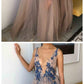 Pretty Sexy Champagne Prom Dress,A-Line Prom Gown,Tulle Prom Dress,Appliques Prom Gown cg1169