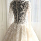 White organza lace long sleeves see-through A-line long dresses,wedding dresses Prom Dresses   cg11748