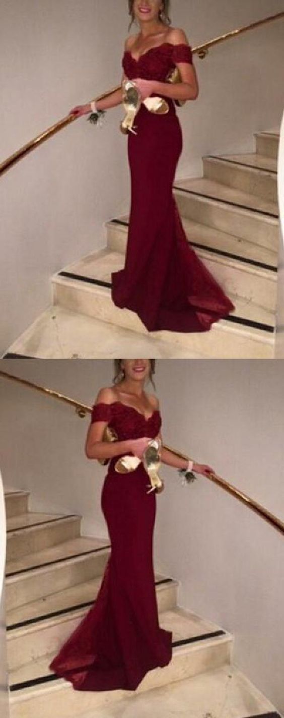 Cheap Feminine Mermaid Prom Dresses Real Made Off The Shoulder Prom Dress, Charming Formal Dresses,Mermaid Evening Dresses, cg1185