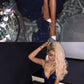 Sheath/Column V-neck Sequined Sweep Train Split Front Prom Dresses cg1189