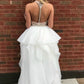 Sexy Hi Lo Spaghetti Straps Organza Backless Prom Dress With Beading   cg12919